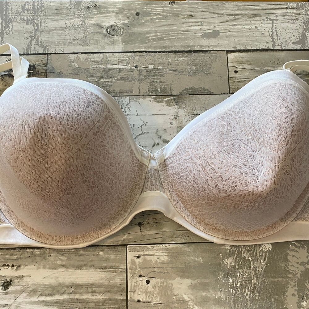 Ambrielle full coverage multi-way strapless white underwire bra 42DDD